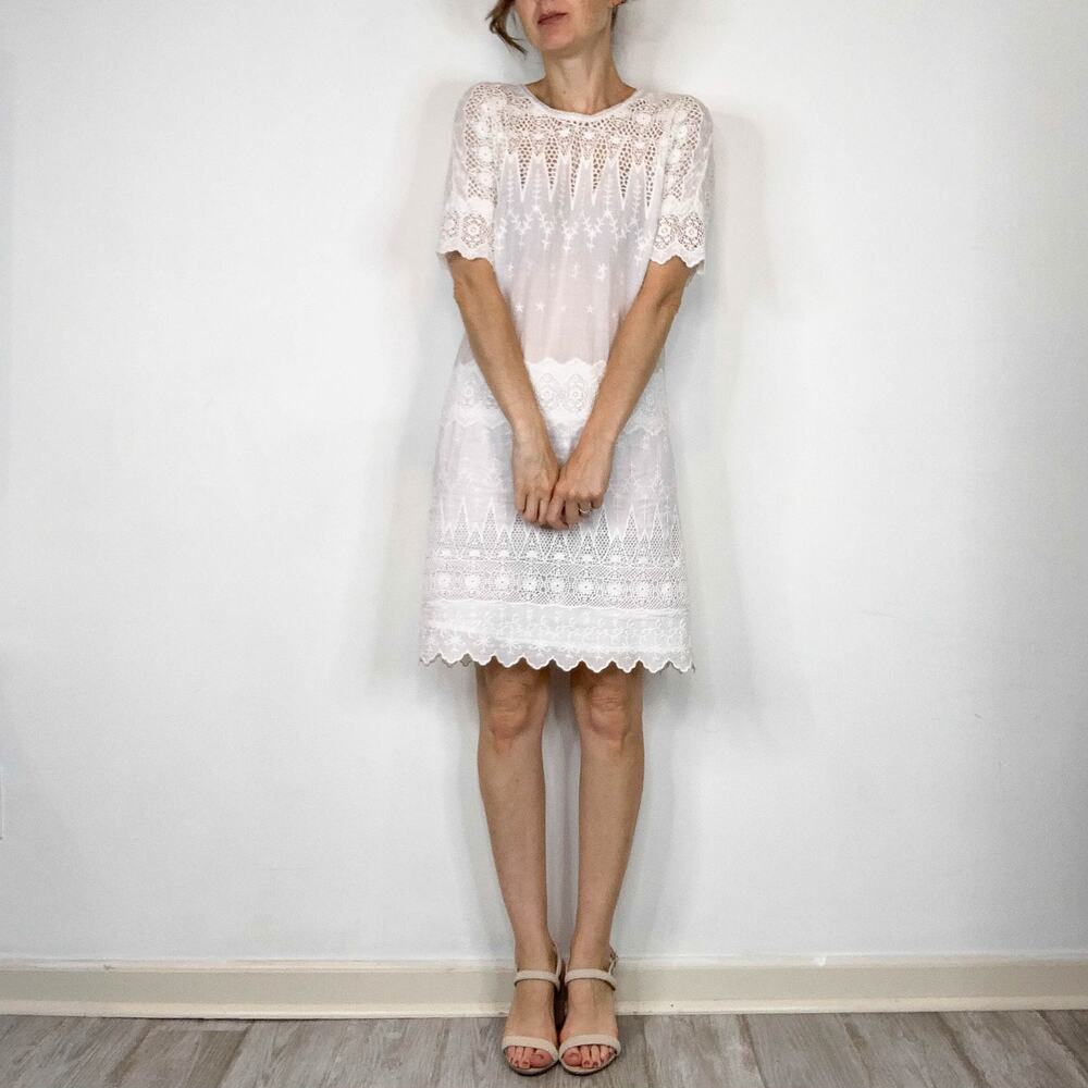 ULLA JOHNSON white eyelet mini dress poetcore whimsy romantic 2951